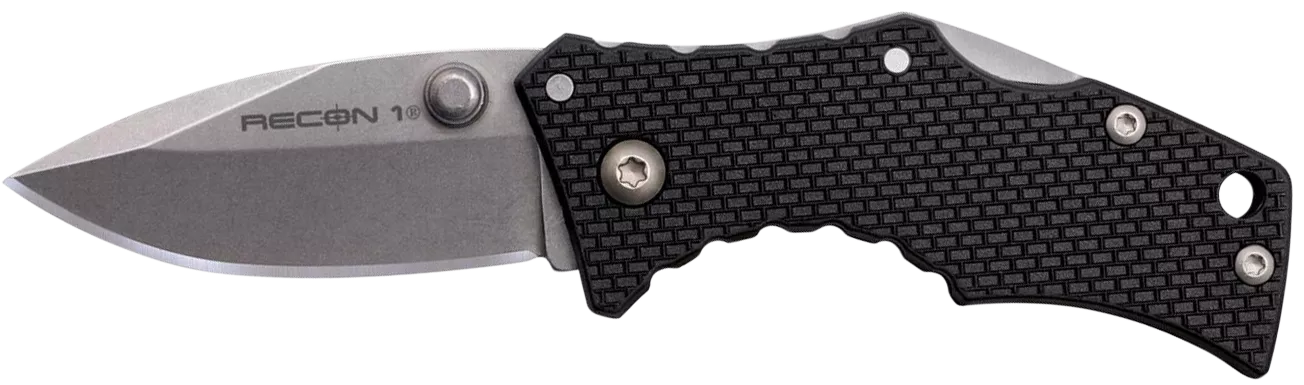 Cold Steel CS7DS Recon 1 Micro 2" Folding Spear Point Plain Stonewashed 4034 SS Blade/ Black Griv-Ex Handle Includes Pocket Clip