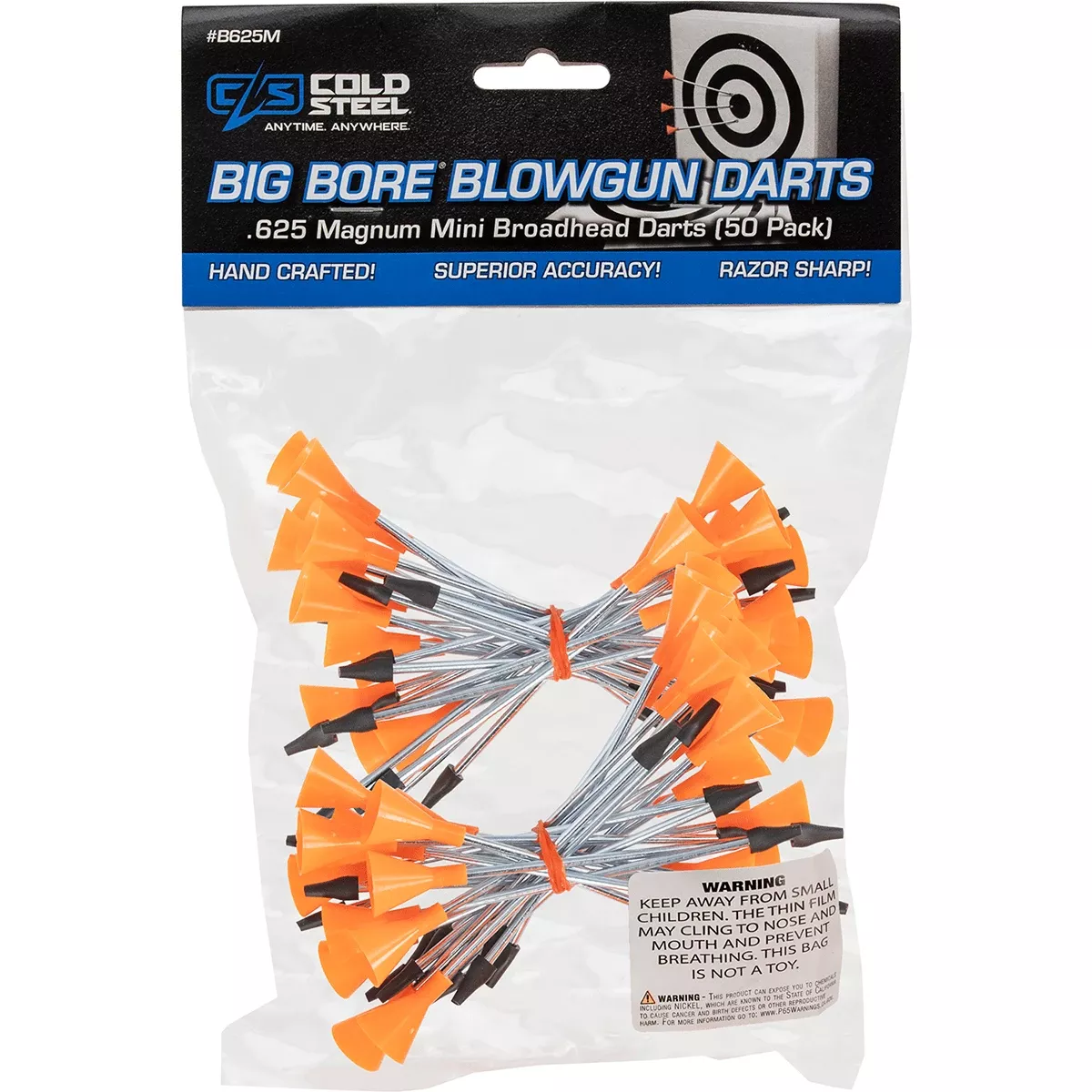 Cold Steel CSB625M Mini Broadhead Darts .625 Cal, Orange/Silver 50 Darts