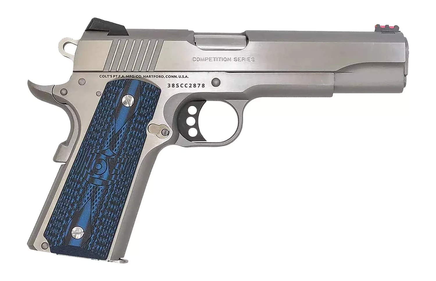 Colt Mfg Competition 38 Super 5" 9+1 Semi-Auto Pistol - Stainless, Blue G10 Grips