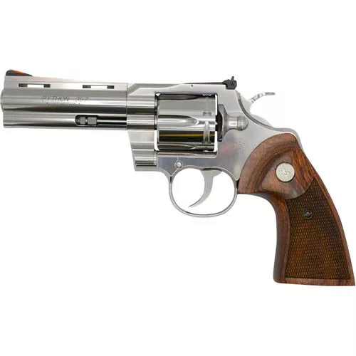 Colt Mfg PYTHONSP4WTS Python357 Mag 6rd 4.25" Overall Stainless Steel with Walnut Target Grip