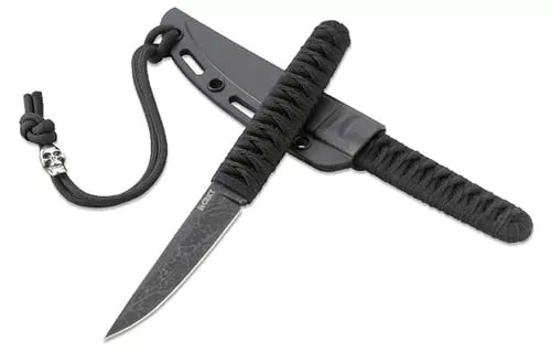 CRKT 2367 Obake Fixed Blade Knife 3.55" Etched Blade, Cord Wrapped