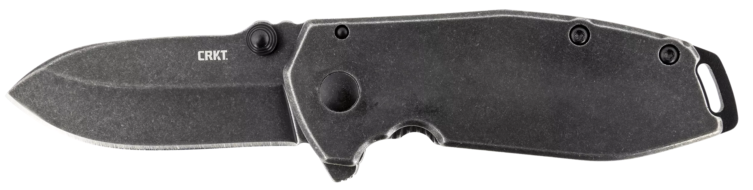 CRKT 2493 SQUID Assisted 2.37" Folding Drop Point Plain Black Stonewashed 8Cr14MoV SS Blade/Black Stonewashed Stainless Steel Handle Includes Pocket Clip