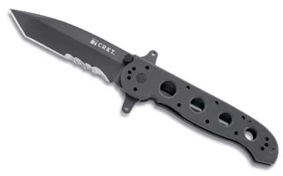 CRKT M1614SFG M16 14SFG 3.99" Folding Tanto Veff Serrated Black Teflon Coated 4116 Stainless Steel Blade/ Black G10 Handle Includes Pocket Clip