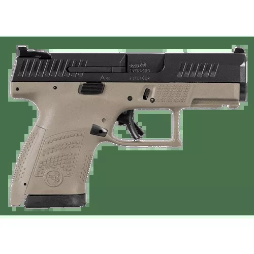 CZ P-10 S 9mm Pistol 3.5" Barrel Flat Dark Earth Polymer Frame 12+1 Black Steel Slide Fixed Sights