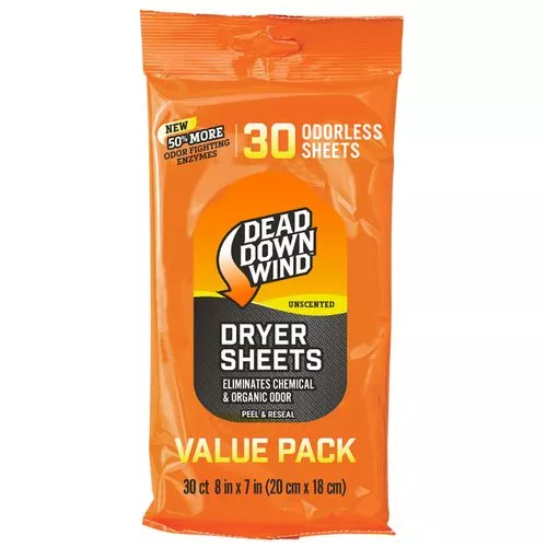 Dead Down Wind 113019 Dryer Sheets8" X 7" 30 Per Pkg Unscented