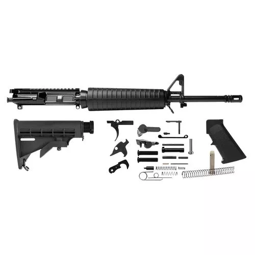 Del-Ton Inc RKT104 Heavy Mid-Length Rifle Kit5.56x45mm NATO 16" Chrome Moly Vanadium Barrel 7075-T6 Anodized Aluminum Rec with A2 Flash Hider