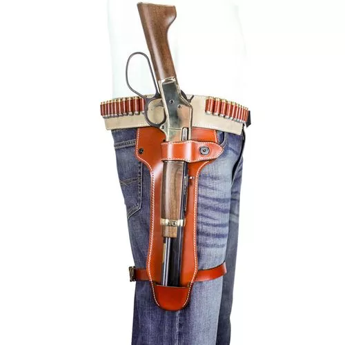 DeSantis Gunhide 181TJ02Z0 Mare's Leg OWB Tan Leather Fits Henry/Rossi/Winchester/Randall/Chiappa Mare’s Leg Rifles 44/45/357 Ambidextrous