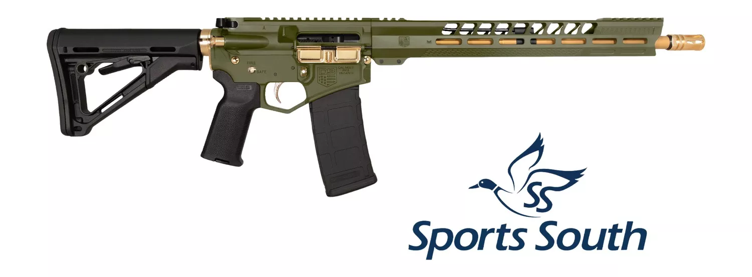 Diamondback DB175AK802 DB15Sports South Exclusive 5.56 NATO 30+1 16″ Gold Cerakote Threaded Barrel, Green Cerakote w/Gold Accents Aluminum Receiver w/Picatinny Rail, M-LOK Handguard, Magpul MOE Blac