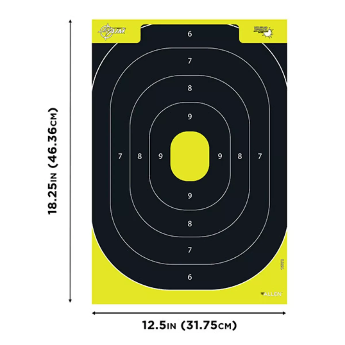 EZ-Aim 1537230 Splash Reactive IPSC Silhouette Paper Hanging 12.50" W X 18.25" H Chartreuse/Black 30 Per Pkg