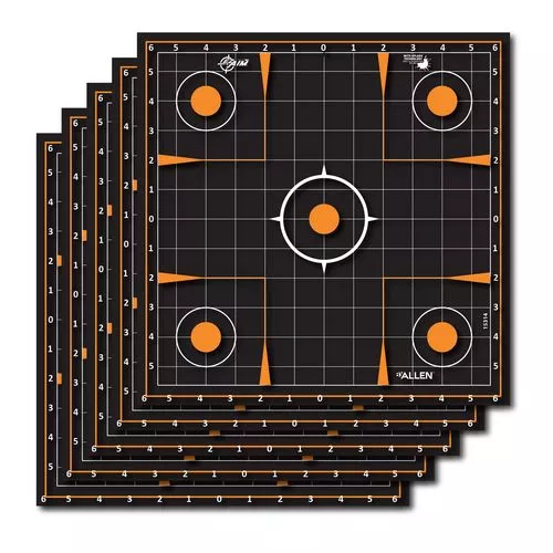 EZ-Aim Splash Reactive Self-Adhesive Paper Target, Black/Orange 12" 5 Pack - 15314