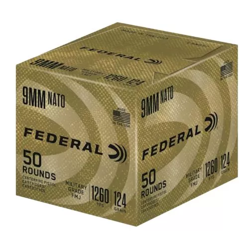 Federal C9N882 9mm Luger 124 gr Full Metal Jacket (FMJ) 50 Bx/ 10 Cs