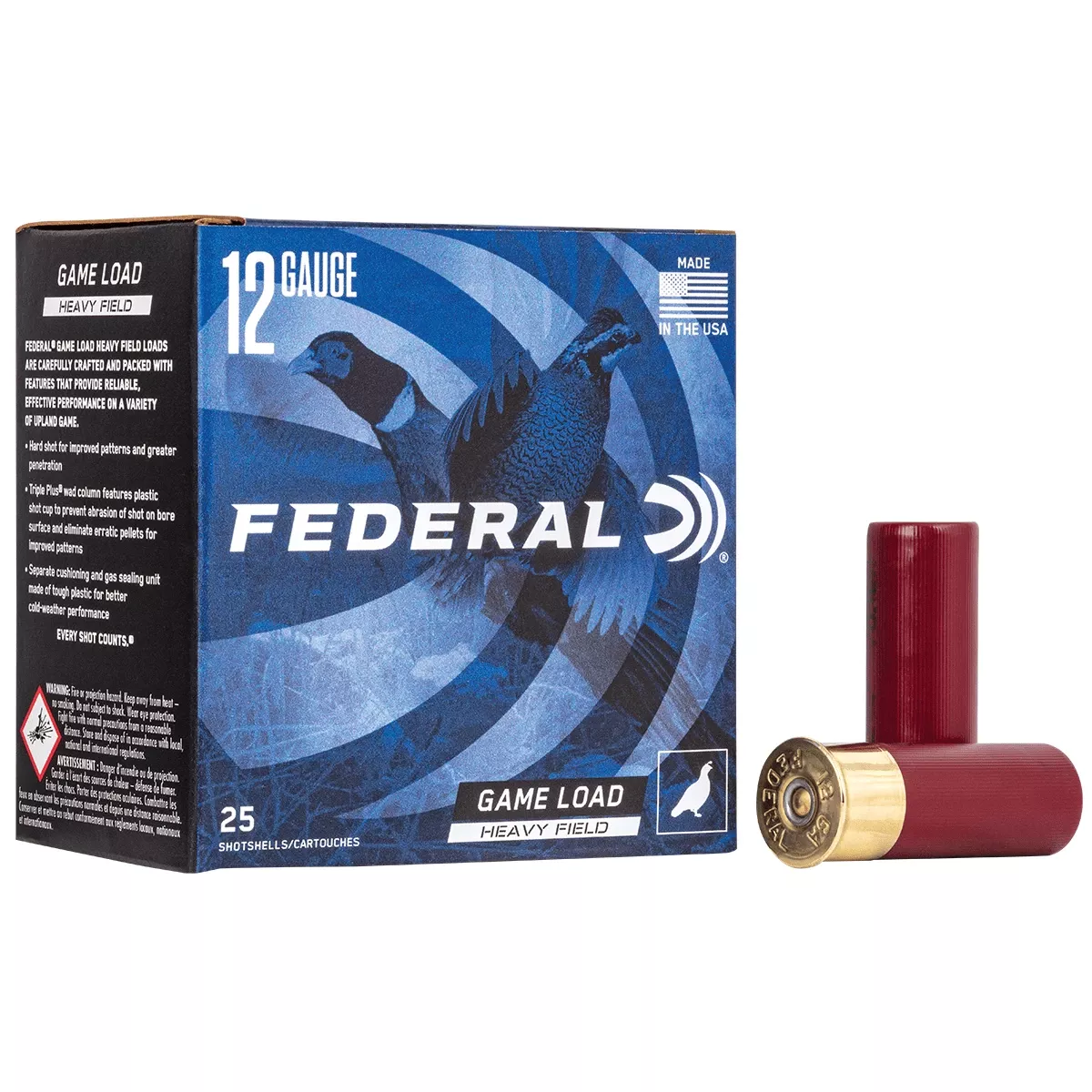Federal H1255 Game-Shok Upland Heavy Field 12 Gauge 2.75" 1 1/4 oz 5 Shot 25 Bx/ 10 Cs