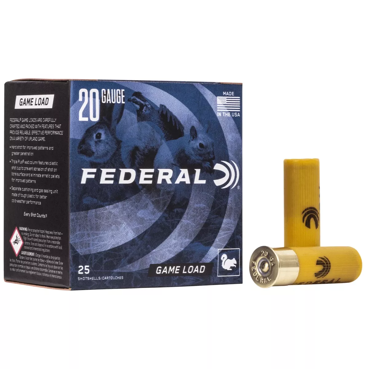 Federal H2008 Game-Shok Upland 20 Gauge 2.75" 7/8 oz 8 Shot 25 Per Box