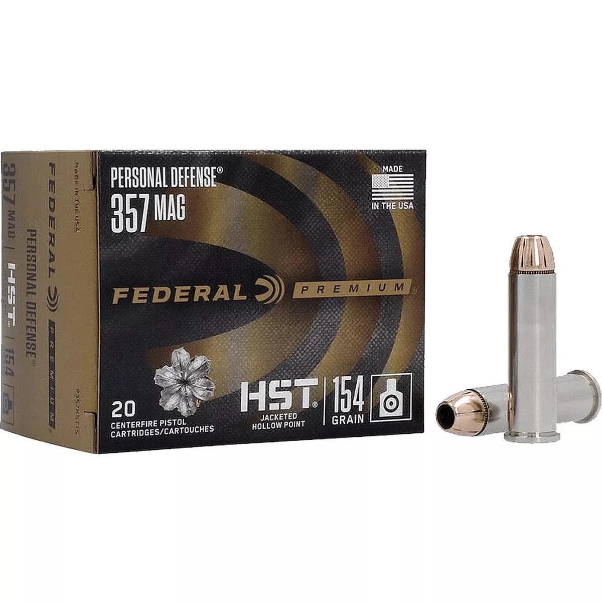 Federal P357HST1S Premium Personal Defense 357 Mag 154 gr HST Jacketed Hollow Point 20 Per Box