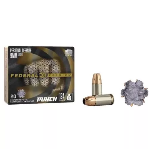 Federal PD9P1 Premium Punch9mm Luger 124 gr Jacketed Hollow Point (JHP) 20 Bx/ 10 Cs
