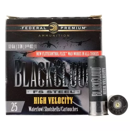 Federal PWBX1431 Black Cloud FS Steel High Velocity 12 Gauge 3" 1 1/8 oz 1 Shot 25 Bx/ 10 Cs