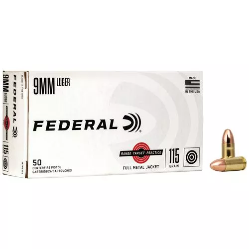 Federal RTP9115 Range and Target9mm Luger 115 gr Full Metal Jacket (FMJ) 50 Bx/ 20 Cs