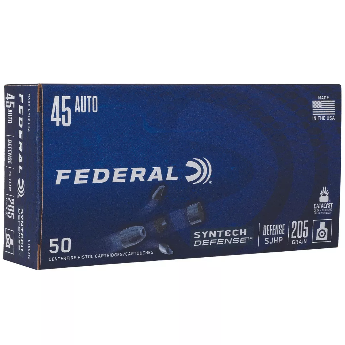 Federal Syntech Defense 45 ACP 205 grain, 50 Per Box - S45SJT2