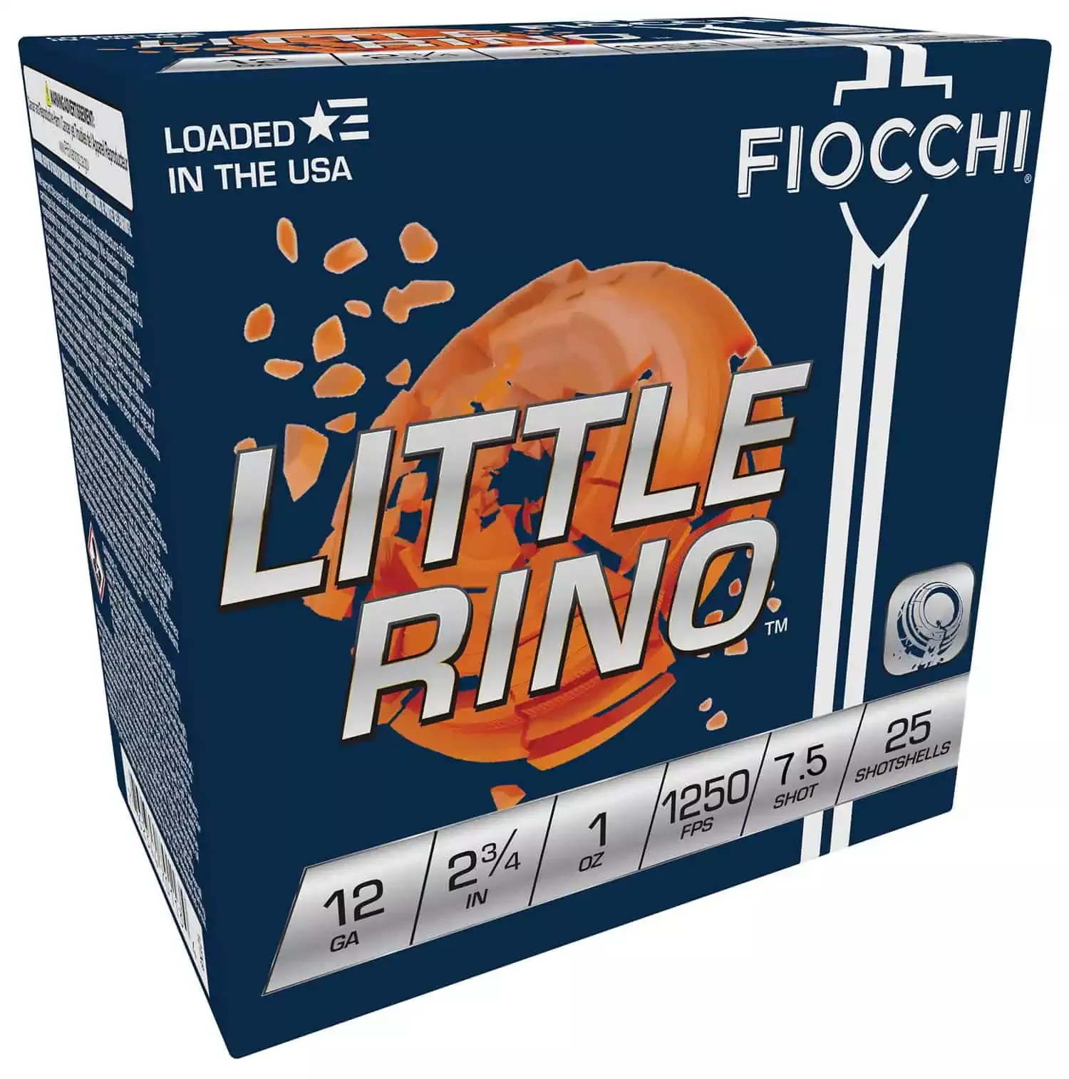 Fiocchi 12TX75 Exacta Target Little Rino 12Gauge 2.75″ 1oz 7.5Shot 25 Per Box/10 Case
