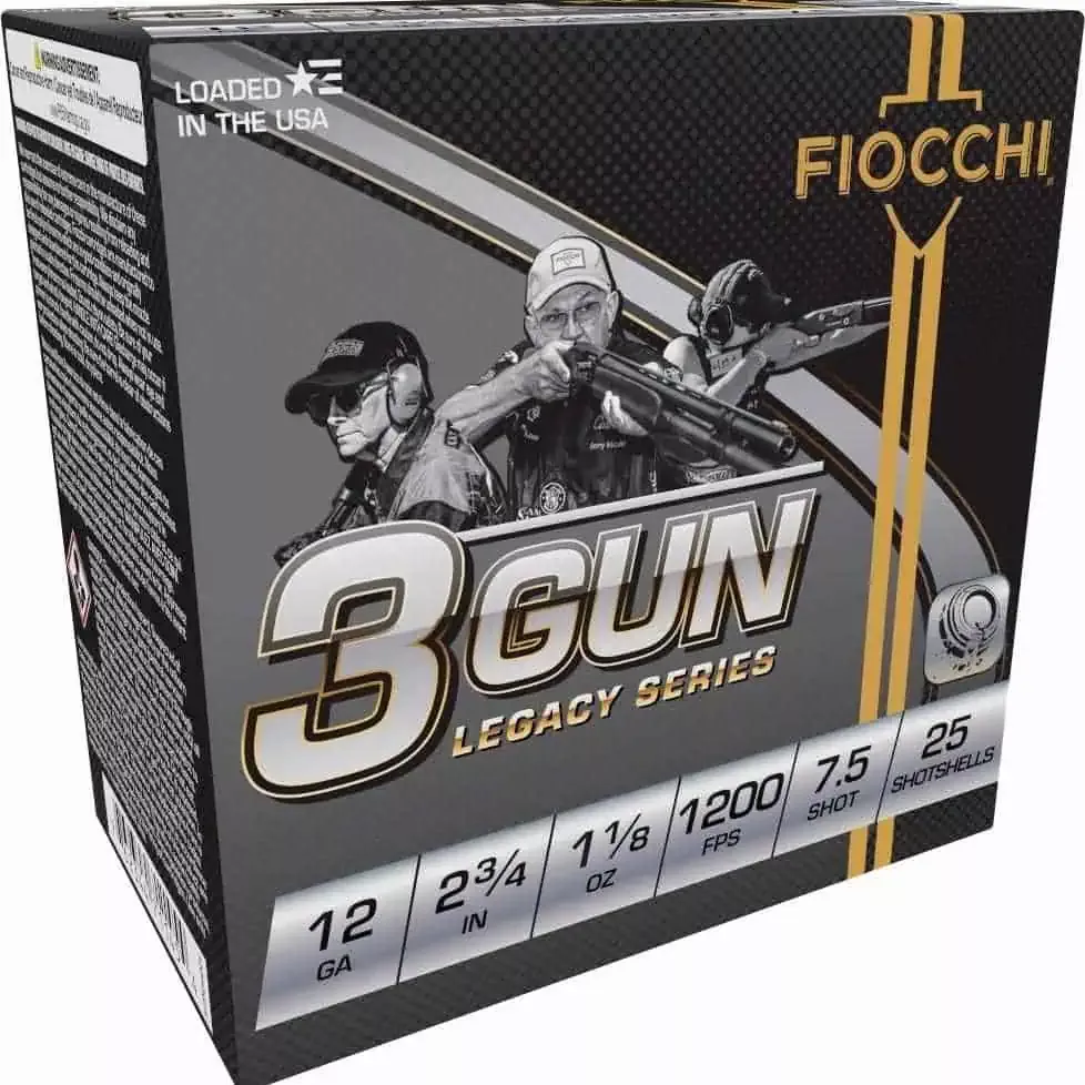 Fiocchi 3 Gun Match Shotshells 12ga 2-3/4″ 1-1/8oz 1200 fps #7.5 25/ct