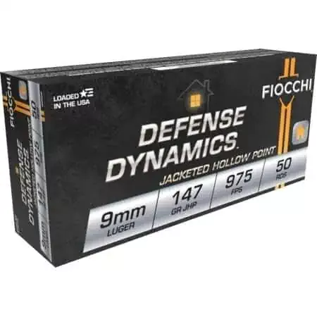 Fiocchi Pistol Shooting Dynamics Handgun Ammunition 9mm Luger 147 gr JHP 975 fps 50/ct