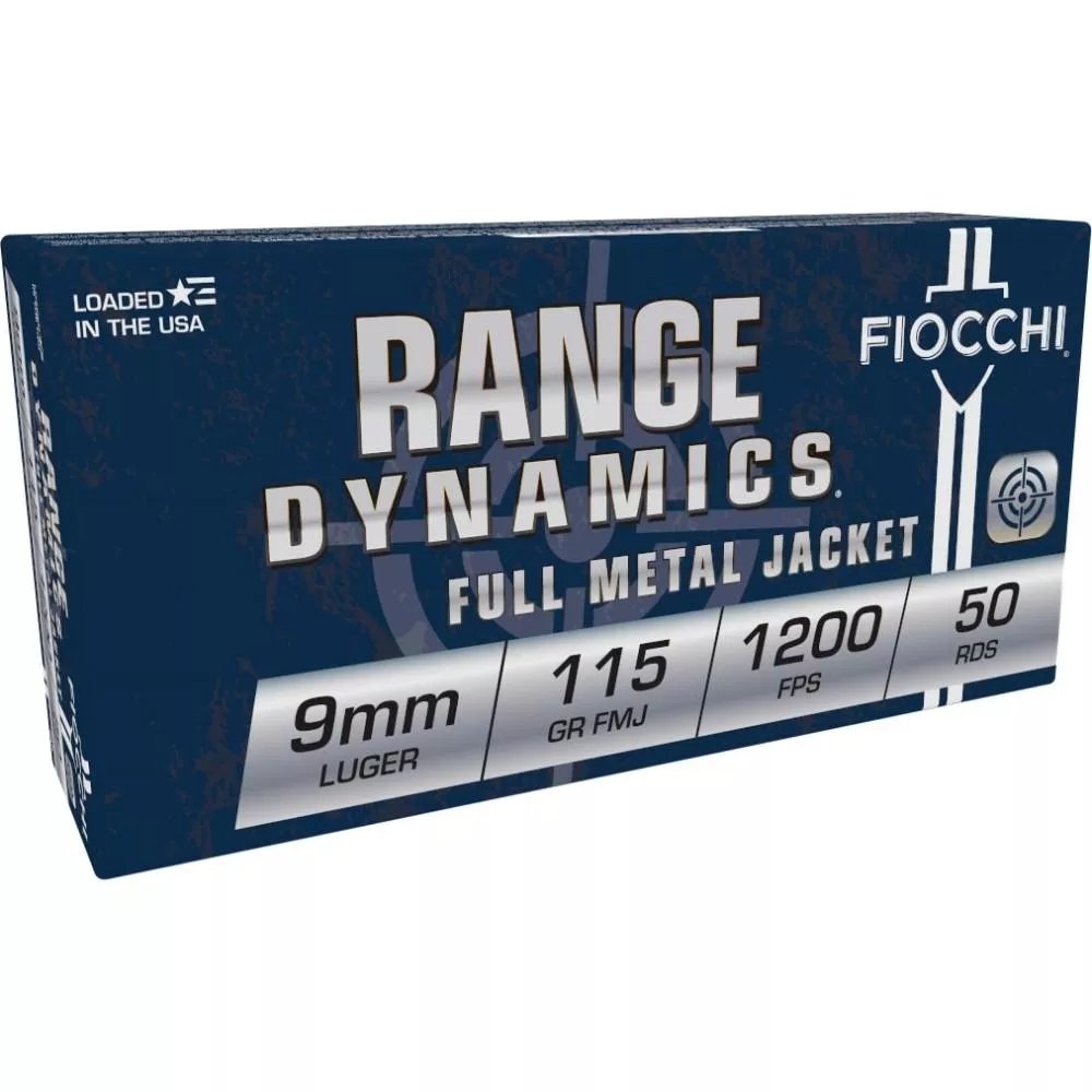 Fiocchi Range Dynamics Handgun Ammunition 9mm Luger 115 gr FMJ 1200 fps 1000/ct