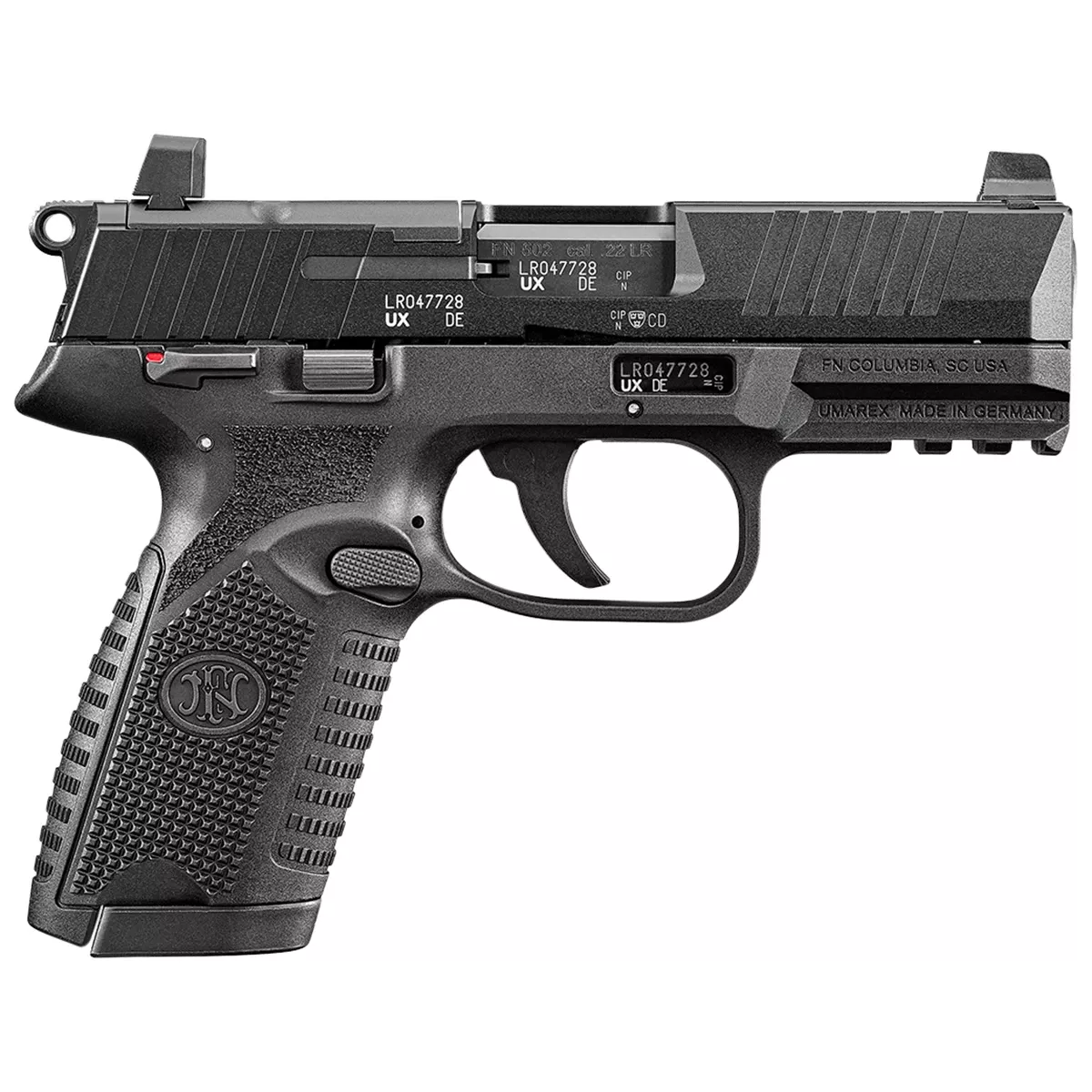 FN 66-101013 502 MRD Full Size Frame 22 LR 10+1, 4" Black Target Crown Steel Barrel, Black PVD Optic Ready