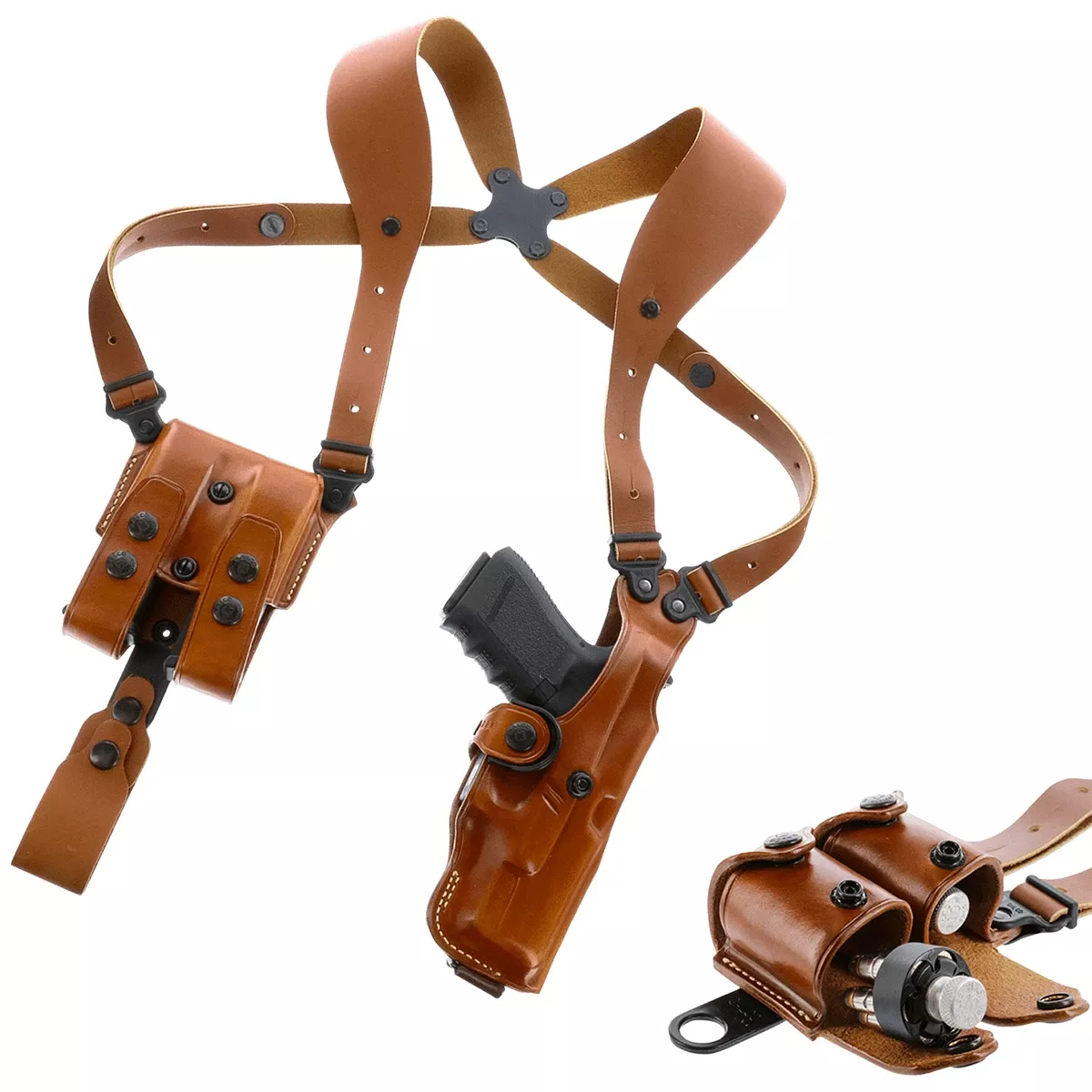 Galco VHS4212 VHS 4.0Fits Chest Up To 52" Tan Leather Shoulder 1911 5" 5" S&W SW1911 Ambidextrous Hand