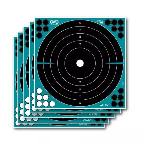 Girls With Guns 15279 SplashSelf-Adhesive Paper 12" x 12" Bullseye Black Target w/Turquoise Background 5 Per Pack