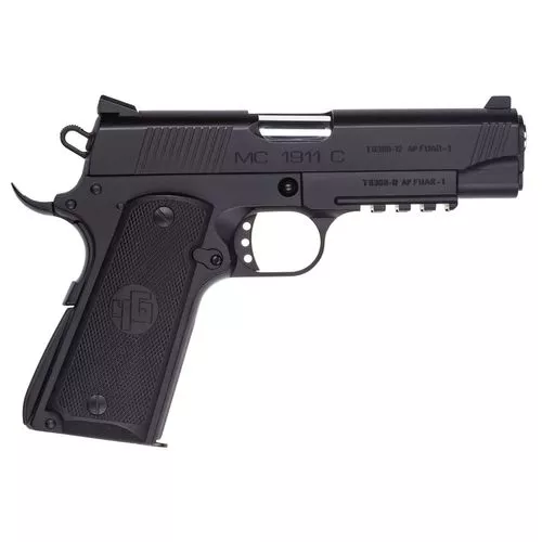 Girsan 390050 MC1911 C 9mm Luger 4.40" 9+1 Black Black Steel Slide Checkered Laminate Grip