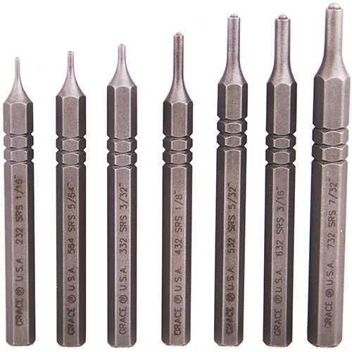 Grace USA Tools 7 Piece Steel Short Roll Spring Punch Set Md: GRSRS7