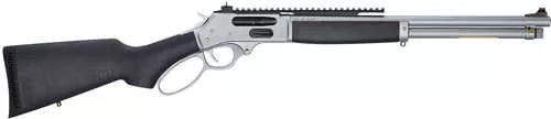 Henry Side Gate All Weather Full Size 45-70 Gov 4+1 18.43" Hard Chrome Plated Steel Barrel, Satin Hard Chrome Steel Receiver, Stained Hardwood Stock Right Hand