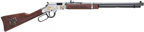 Henry Spirit Of The Corps 250th Anniversary 2nd Edition 22 S/L/LR 16+1 20" Black Octagon Barrel, Nickel-Plated w/24K Gold Inlay Engraved Brass Drilled & Tapped Receiver, American Walnut Straight Stock