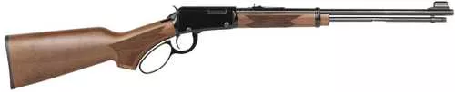 Henry Western 22 S/L/LR 15/17/21+1 18.50" Blued Round Barrel, Black Aluminum Grooved Receiver, American Walnut Fixed w/Pistol Grip Stock