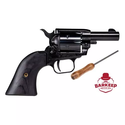 Heritage Mfg BK22B2BBK Barkeep22 LR 6 Shot 2.68" Black Oxide, Cylinder & Frame, Black Laminate Wood Grips