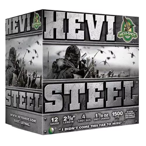 HEVI-Shot HS61224 Hevi-Steel12 Gauge 2.75" 1-1/8 oz 4 Shot 25 Bx/ 10 Cs