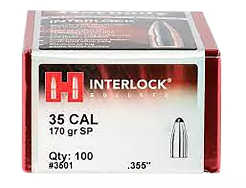Hornady 3501 Interlock Reloading Bullets, 35 Cal, .355 170 Gr Sp