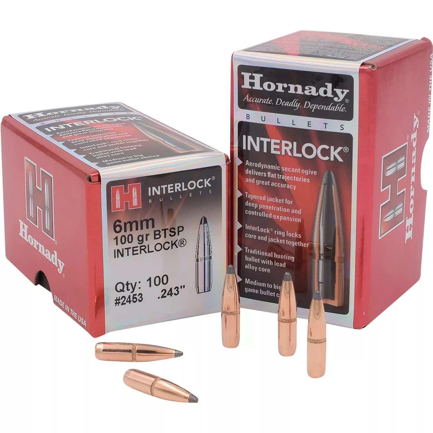 Hornady InterLock 6mm .243 100gr BTSP - 100/Box