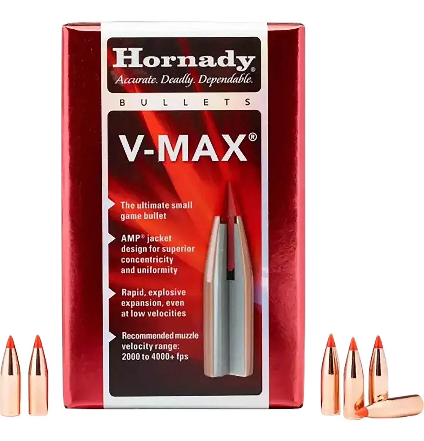Hornady V-MAX .22 Cal .224 55gr Polymer Tip w/Cannelure - 100/Box