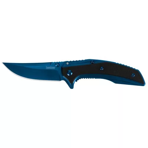 Kershaw 8320 Outright3" Trailing Point Plain Blue PVD 8Cr13MoV G10 Black/Stainless Blue Handle Folding