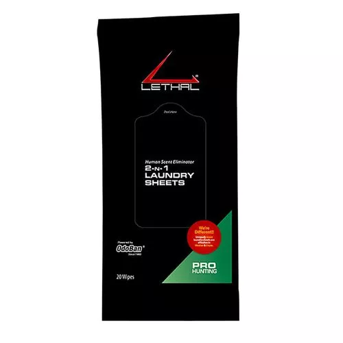 Lethal 9685D6720W 2-N-1 Laundry Sheets Odor Eliminator Odorless 20 Per Pkg