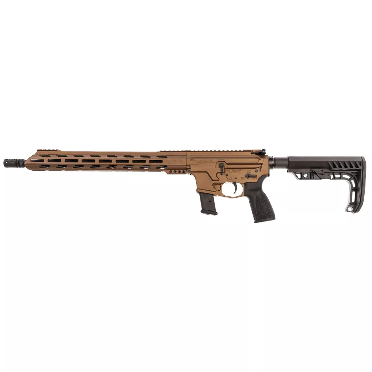 Live Free Armory LF9CH85034 Challenger 9mm Luger 17+1 16" Steel Threaded Barrel, 15" Free-Float M-LOK Handguards, Burnt Bronze Cerakote Aluminum Receiver, Black Polymer 6 Position Collapsible Battle Link Minimalist Stock