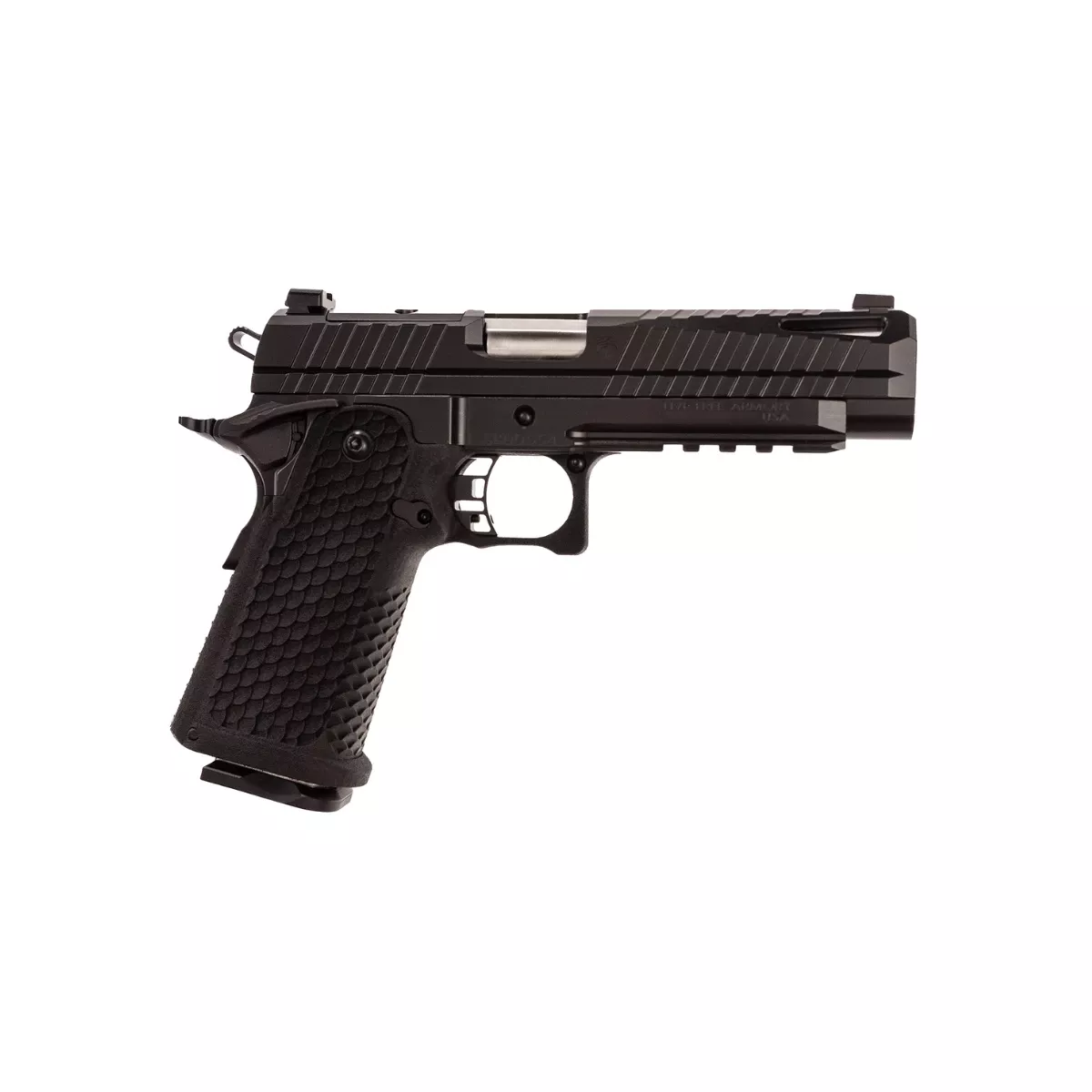 Live Free Armory LFAPF61201 Apollo 11 Full Size 9mm Luger 17+1 4.90" Stainless Match Grade Bull Barrel, Elite Black Cerakote Optic Cut/Serrated Stainless Steel Slide, Elite Black Cerakote Steel Frame w/Beavertail & Picatinny Rail