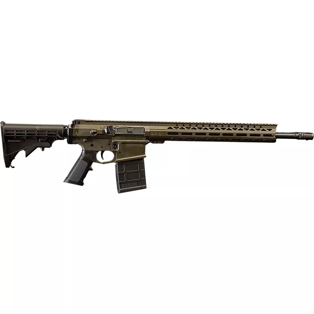Live Free Armory LFBR82023 Battle Rifle Heavy 7.62x51mm NATO 10+1 18" Threaded Government Profile Barrel, OD Green Cerakote M4 Flat Top Aluminum Receiver, 15" M-LOK Handguard, Polymer 6 Position Collapsible Rogers Super Stock w/QD Stock