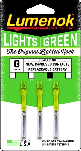 Lumenok X-Series Lighted Arrow Nock .204" ID Green 3-Pack