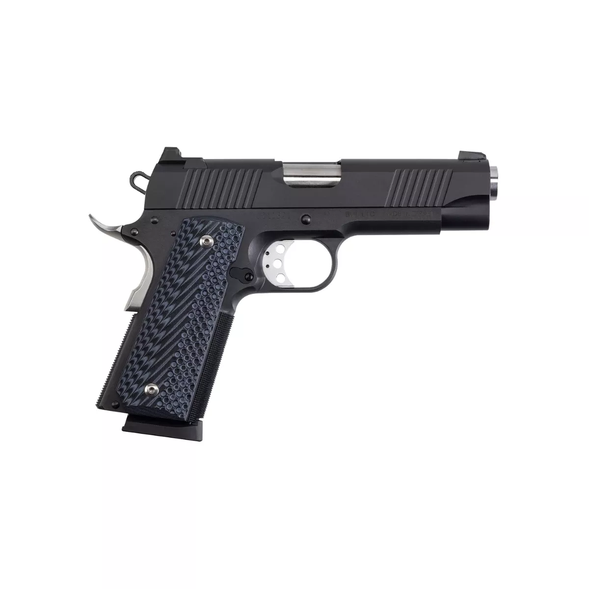 Magnum Research DE1911C9 1911C 9mm Luger 8+1, 4.33" Black Steel Bull Barrel, Black Serrated Carbon Steel Slide, Black Carbon Steel Frame w/Checkered Front Strap & Beavertail, Black/Gray G10 Grip Beavertail Grip/Manual Thumb Safety