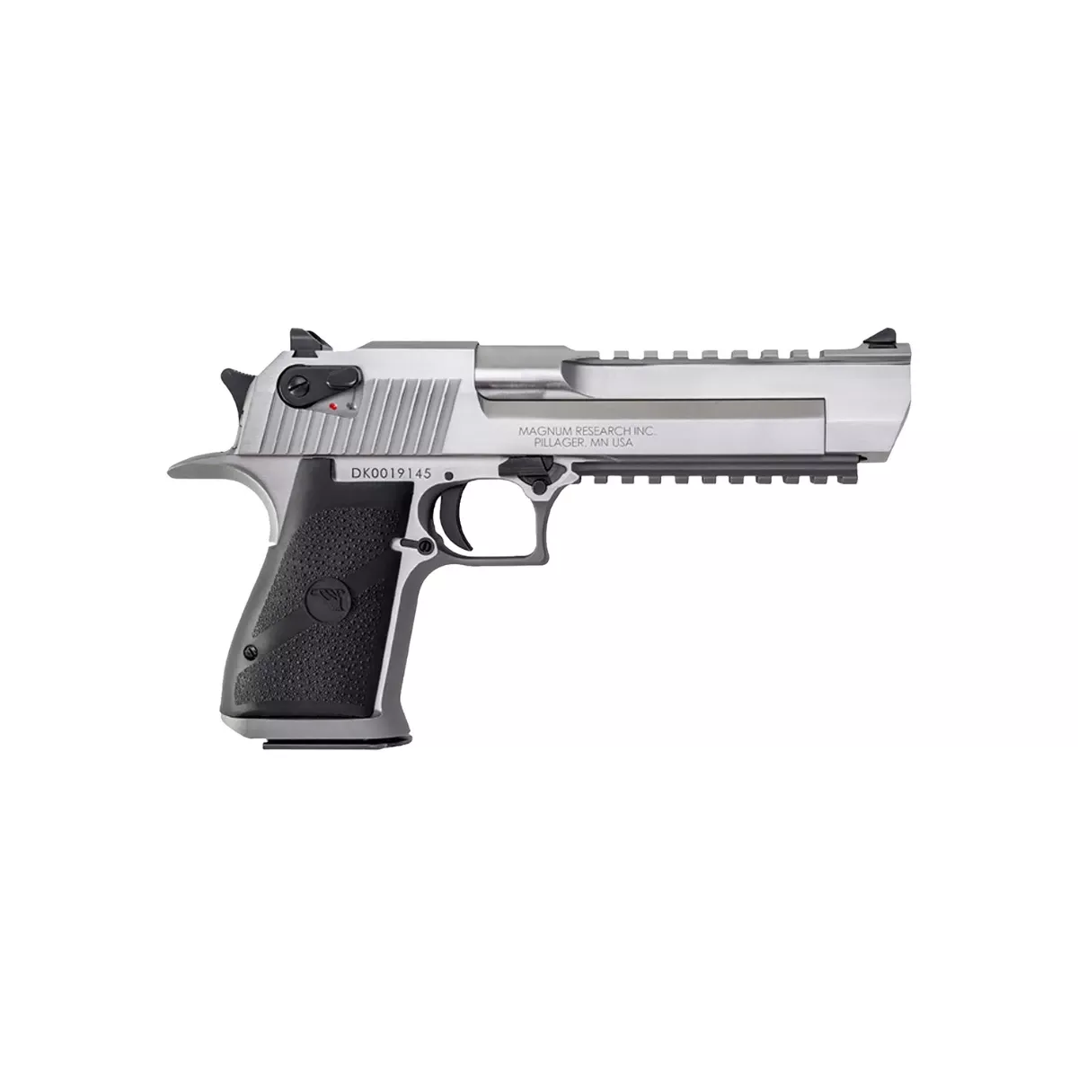 Magnum Research DE357SRMB Desert Eagle Mark XIX 357 Mag 9+1 6" Stainless Steel Barrel, Stainless Steel Serrated Slide, Stainless Steel Frame w/Beavertail & Picatinny Rail, Weaver Top Mount