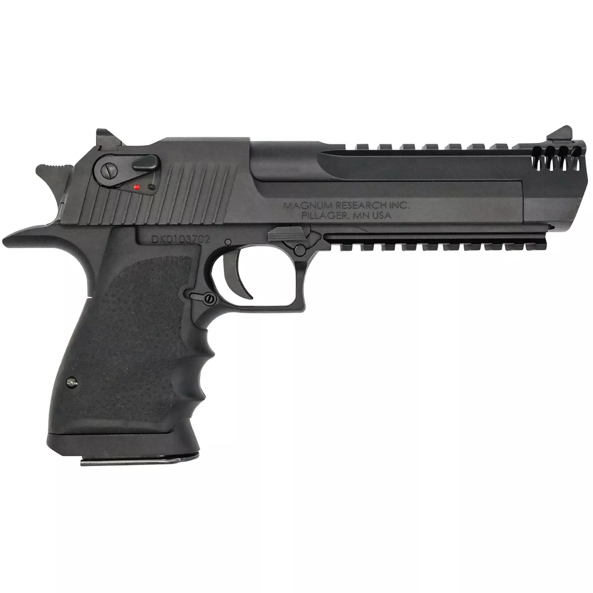 Magnum Research DE44L6IMB Desert Eagle Mark XIX L6 44 Mag 8+1, 6" Black Steel w/Integral Muzzle Brake & Picatinny Rail Barrel, Black Serrated Carbon Steel Slide, Black Anodized Aluminum Frame w/Beavertail & Picatinny Rail