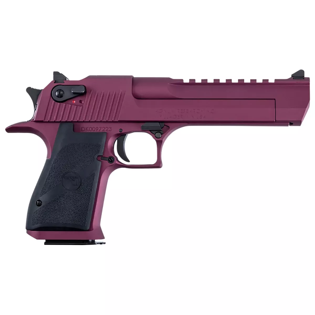 Magnum Research DE50BKC Desert Eagle Aluminum Frame w/Beavertail 50 AE 7+1, 6" Black Carbon Steel w/Picatinny Rail Barrel, Metallic Black Cherry Cerakote Serrated Carbon Steel Slide, Metallic Black Cherry Cerakote Aluminum Frame w/Beavertail, Black