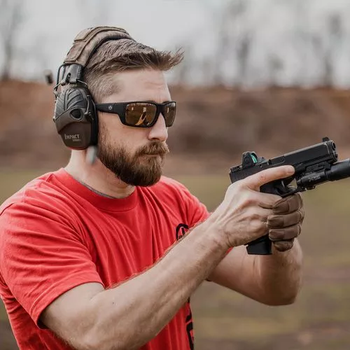 Magpul MAG1130-1-001-1140 Apex Eyewear Anti-Reflective Polarized Gray Red Mirror Lens with Black Wraparound Frame & Rubber Nose Piece for Adults